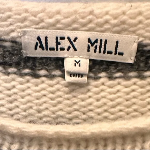 Alex Mill Raya Striped Sweater in White/Ash, Size M - Picture 8 of 9